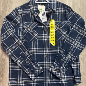 NWT Frank & Oak Navy Plaid Button Down Shirt